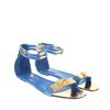 Sergio Rossi Flat Sandals in Blue Python with Decorative Bars and Buckles  in Blue - Lyst