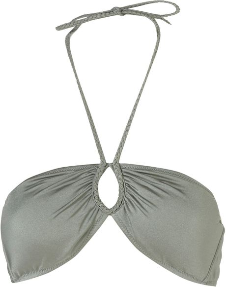 Topshop Bandeau Bikini Top in Green (sage) - Lyst