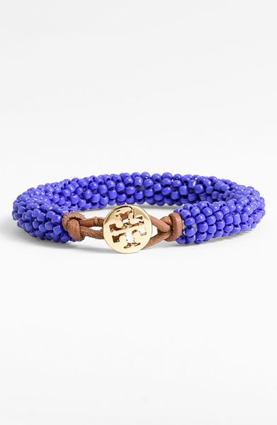Tory Burch Logo Bead Bracelet in Blue (bright blue) - Lyst