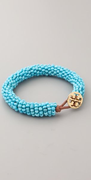 Tory Burch Logo Beaded Bracelet - Lyst