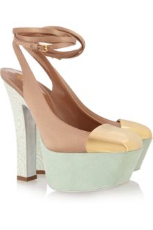 Yves Saint Laurent Obsession Satin and Suede Pumps - Lyst