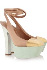 Yves Saint Laurent Obsession Satin and Suede Pumps