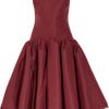 Zac Posen Strapless Silkfaille Dress in Red (burgundy) - Lyst