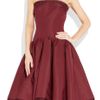 Zac Posen Strapless Silkfaille Dress in Red (burgundy) - Lyst