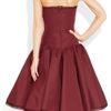 Zac Posen Strapless Silkfaille Dress in Red (burgundy) - Lyst