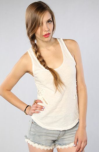 Free People The Lace Battenburg Inset Tank in Ivory - Lyst