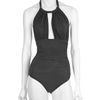 Lenny Ruched Halter Swimsuit in Gray (charcoal) - Lyst