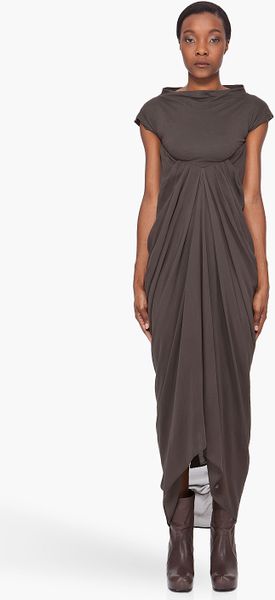 Rick Owens Silk Dress in Brown - Lyst