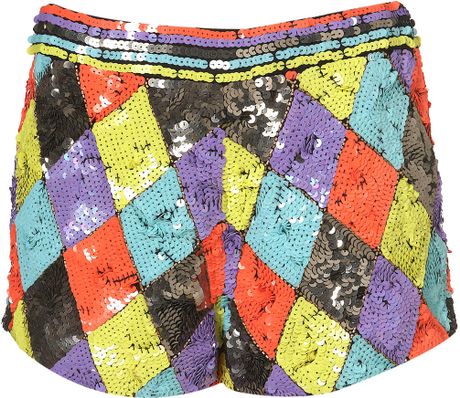 multicolored sequin shorts