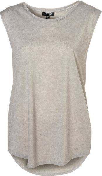 Topshop Curve Hem Tank in Gray (pale grey) - Lyst