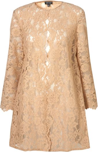 Topshop Scalloped Edge Lace Coat - Lyst