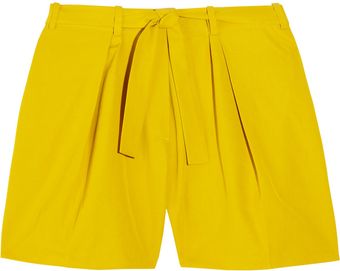 Carven Belted Gabardine Shorts - Lyst