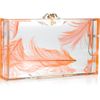 Charlotte Olympia Pandora Feather Perspex Box Clutch in Orange (coral) - Lyst