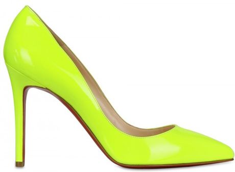 Christian Louboutin 100mm Pigalle Leather Fluo Pointy Pumps in Yellow - Lyst