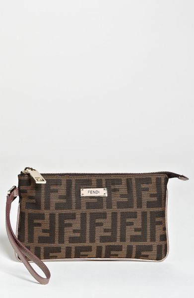 Fendi Zucca Wristlet in Brown (brown/ pink) - Lyst