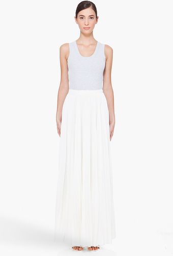 Maison Martin Margiela Grey White Pleated Dress - Lyst