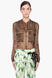 Matthew Williamson Gold Brown Silk Utility Blouse - Lyst
