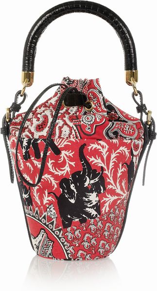 Miu Miu Printed Cottoncanvas Mini Bucket Bag - Lyst