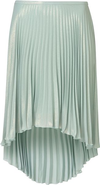 Topshop Pleated Dip Back Skirt in Green (mint) - Lyst