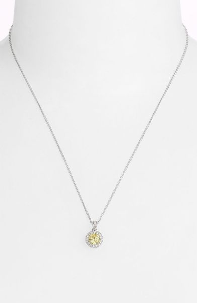Nadri Framed Round Cubic Zirconia Boxed Necklace in Yellow (canary yellow/ silver) - Lyst