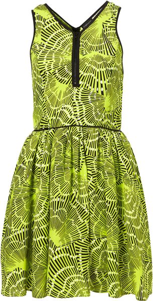 Topshop Pacific Zip Front Dress in Green (lime) - Lyst