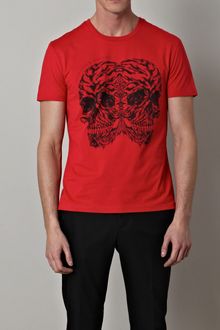 Alexander McQueen Tiger Double Skull T-shirt - Lyst