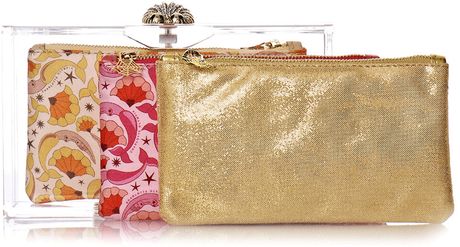 Charlotte Olympia Pandora Perspex Clutch Bag in Gold - Lyst
