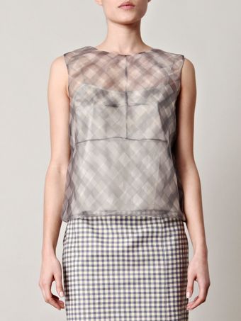  Ginghamprint Organza Top 
