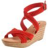 Minnetonka Womens Haley Wedge Sandal in Red (poppy) - Lyst