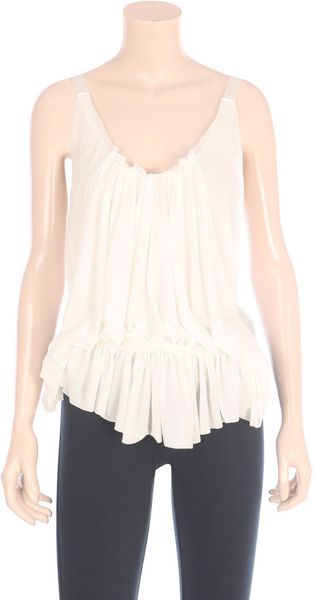 Nina Ricci Jersey Sleeveless Drape Top in White - Lyst