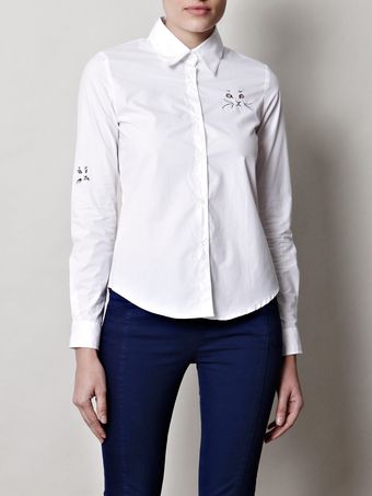  Basil Cat Embroidered Shirt 