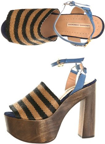  Striped Raffia Sandals 