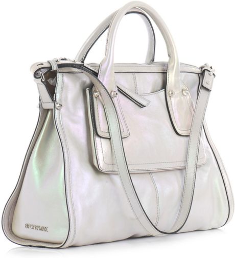 Sportmax Sottile Metallic Slouch Bag in Silver - Lyst