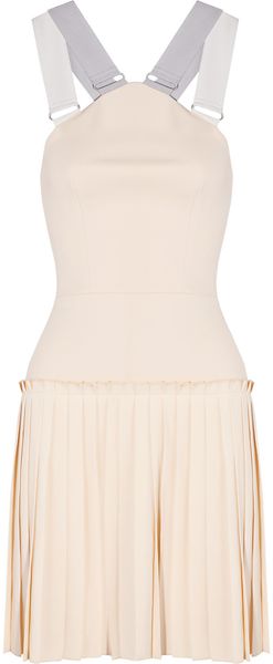 Victoria Beckham Pleated Cottonblend Crepe Mini Dress - Lyst