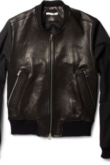 Carven Contrastsleeve Leather Bomber Jacket - Lyst