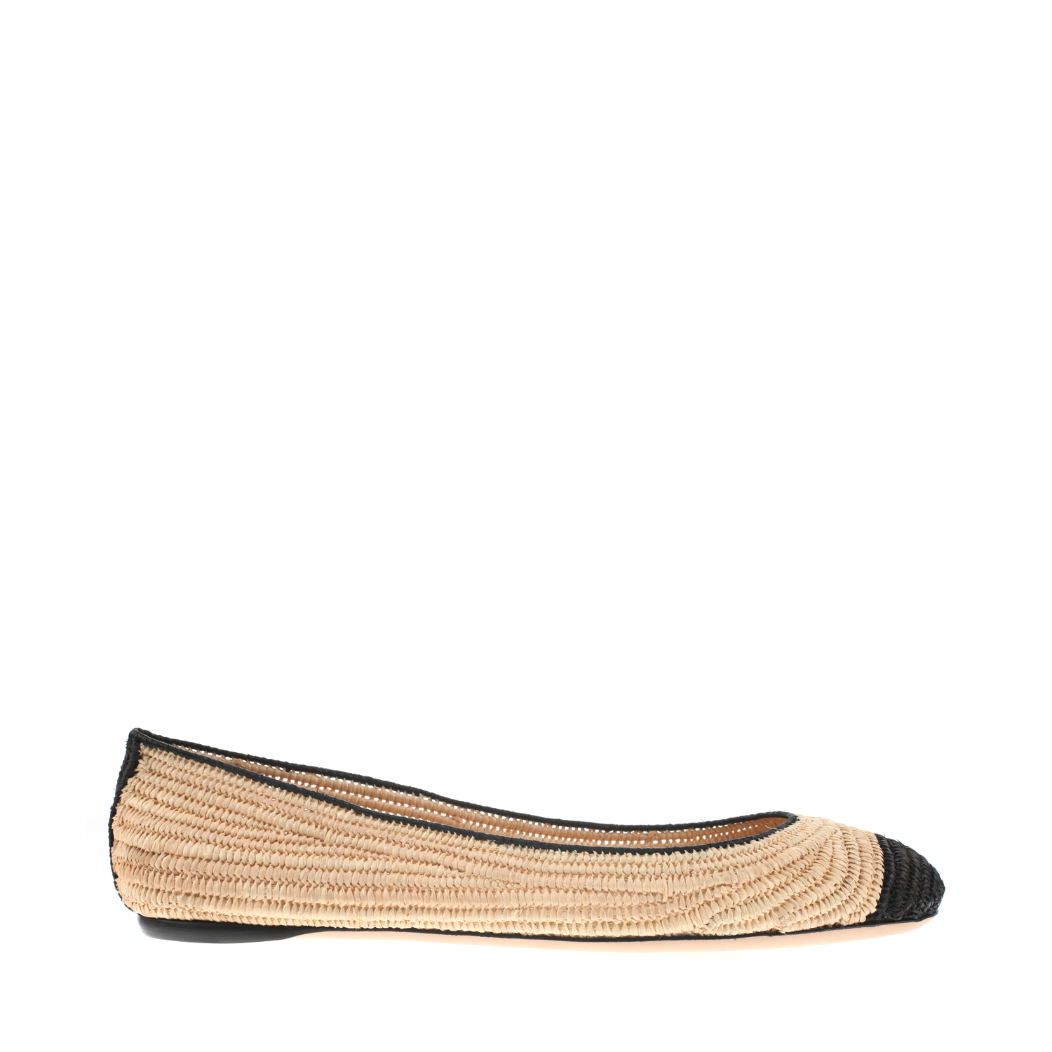 Reed Krakoff Raffia Ballerina Flats with Contrast Toes in Gold Lyst