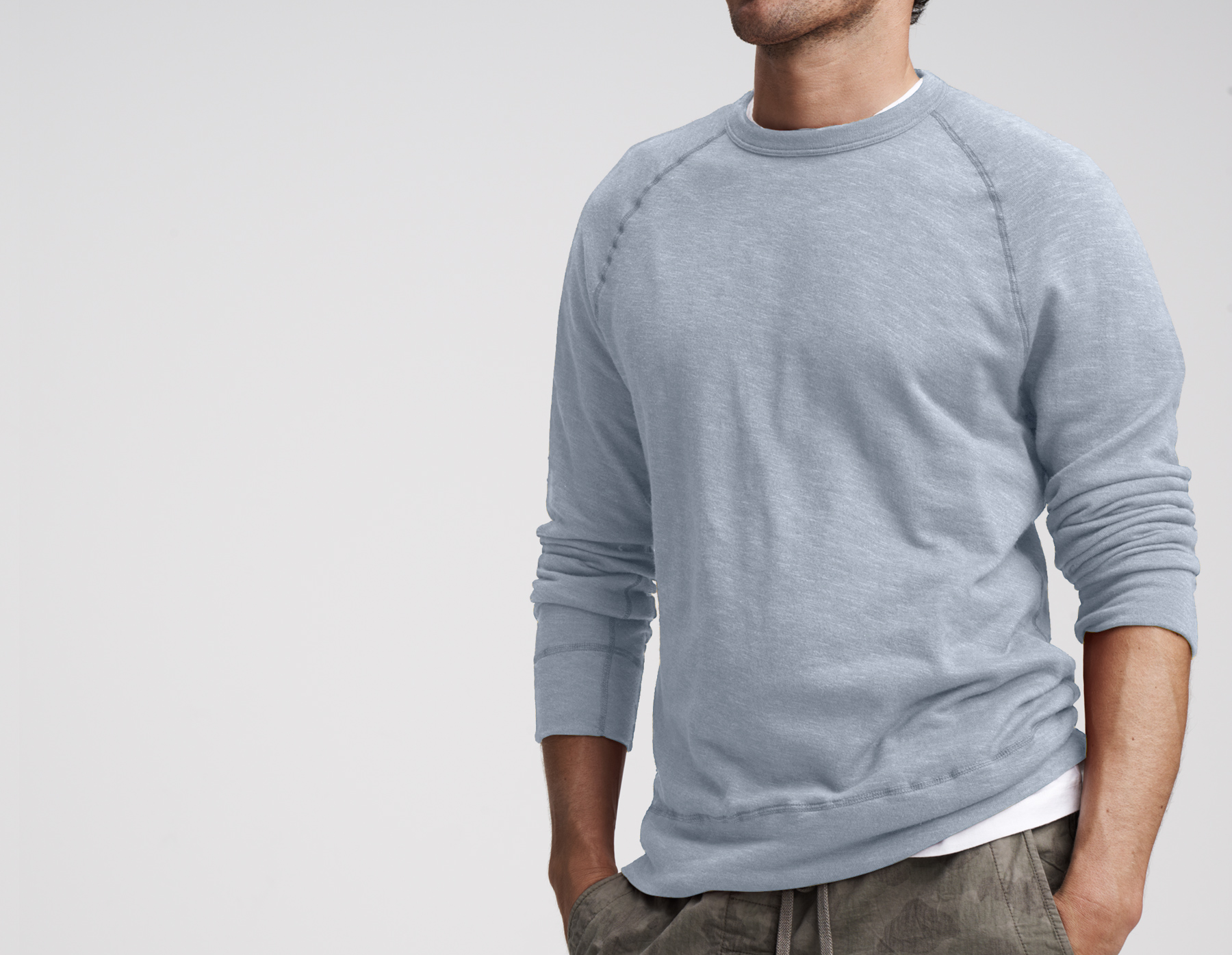 Slub French Terry Lightweight Fleece Sweatshirt in Blue for Men (sky