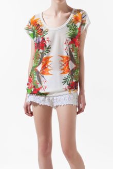 Zara Floral Print Tshirt - Lyst