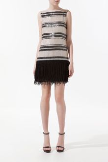 Zara Sequinned Dress with Fringe - Lyst