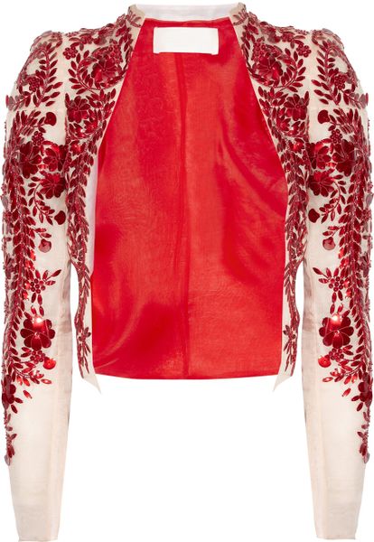 Antonio Berardi Embellished Silk Organza Jacket in White (blush) - Lyst