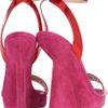 Christian Louboutin Djaldos 120 Leather And Suede Wedge Sandals in Pink (turquoise) - Lyst