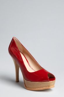 Pour La Victoire Red Patent Leather Titiana Platform Peep Toe Pomps - Lyst