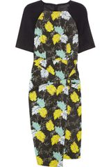 Proenza Schouler Floralprinted Neoprene and Shirredjersey Dress