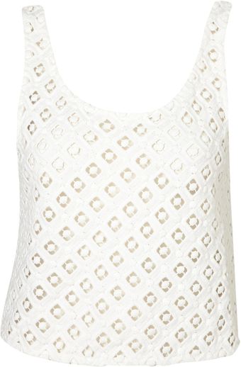 Topshop Geo Lace Crop Vest - Lyst