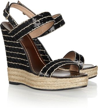 Valentino Sequined Espadrille Wedge Sandals - Lyst