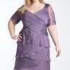 Adrianna Papell Lace Sleeve Tiered Chiffon Sheath Dress in Purple (violet) - Lyst