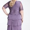 Adrianna Papell Lace Sleeve Tiered Chiffon Sheath Dress in Purple (violet) - Lyst