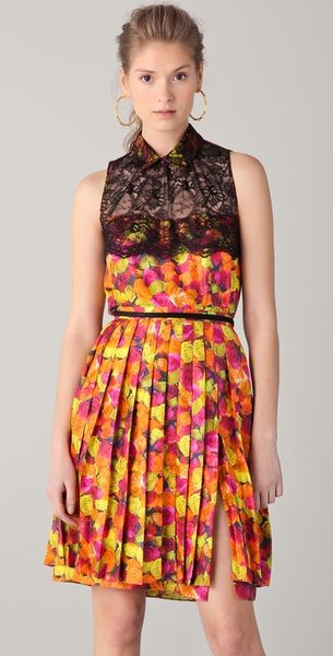 Peter Som Silk and Lace Top - Lyst