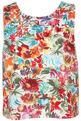 Topshop Bright Floral Bow Back Top