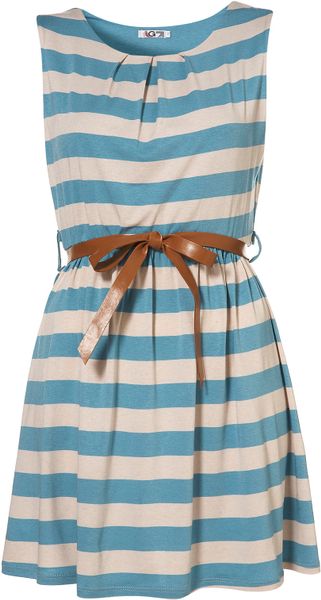 Topshop Stripe Belted Dress By Wal G in Blue (turquoise) - Lyst